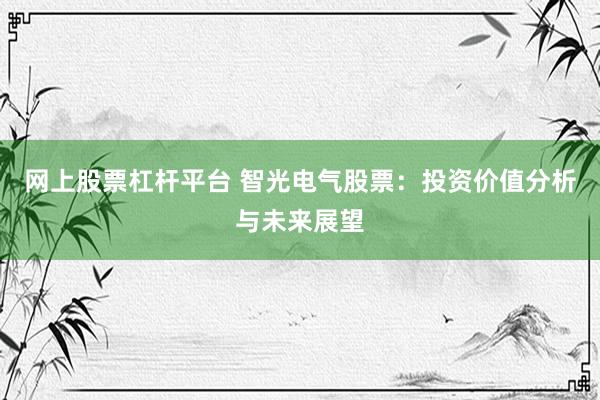 网上股票杠杆平台 智光电气股票：投资价值分析与未来展望