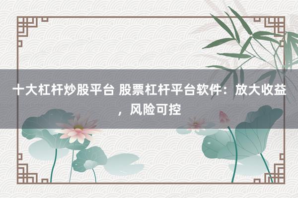 十大杠杆炒股平台 股票杠杆平台软件：放大收益，风险可控