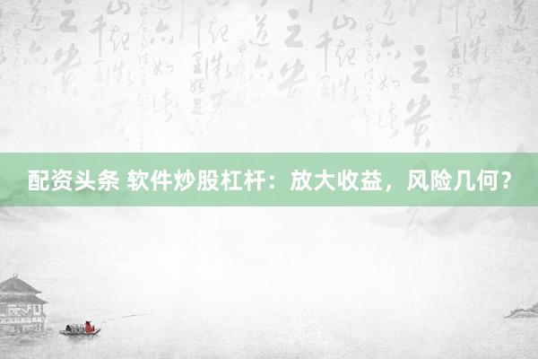 配资头条 软件炒股杠杆：放大收益，风险几何？
