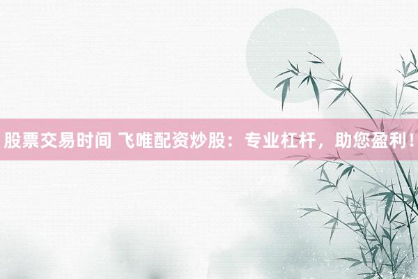 股票交易时间 飞唯配资炒股：专业杠杆，助您盈利！