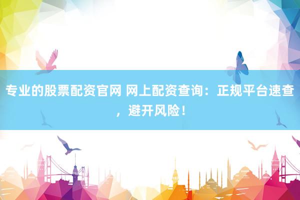 专业的股票配资官网 网上配资查询：正规平台速查，避开风险！