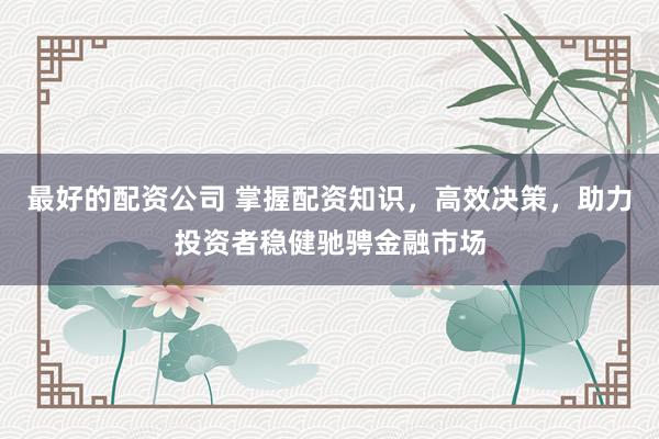 最好的配资公司 掌握配资知识，高效决策，助力投资者稳健驰骋金融市场