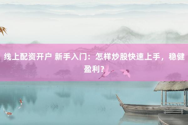 线上配资开户 新手入门：怎样炒股快速上手，稳健盈利？