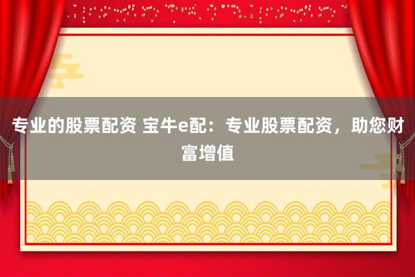 专业的股票配资 宝牛e配：专业股票配资，助您财富增值