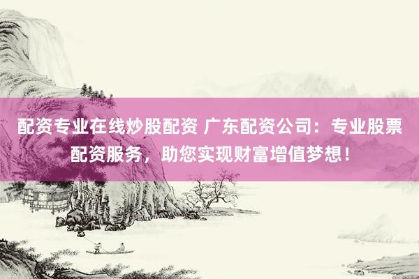 配资专业在线炒股配资 广东配资公司:专业股票配资服务,助您实现财富增值梦想!