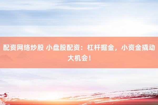 配资网络炒股 小盘股配资：杠杆掘金，小资金撬动大机会！