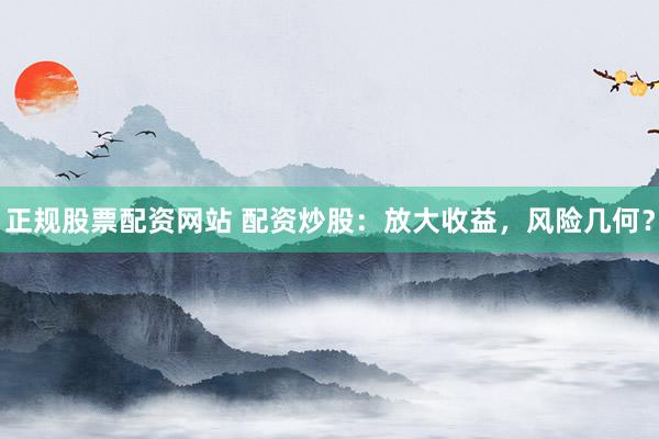 正规股票配资网站 配资炒股：放大收益，风险几何？