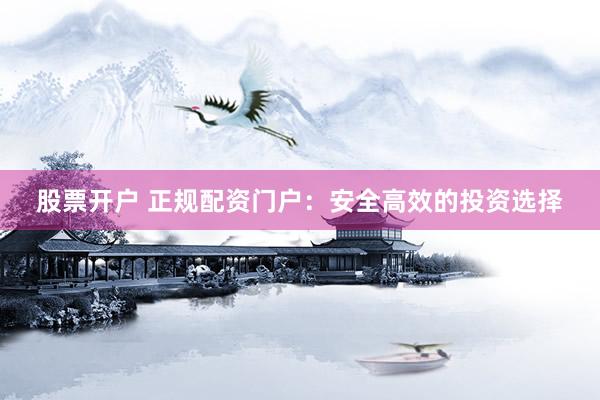 股票开户 正规配资门户:安全高效的投资选择